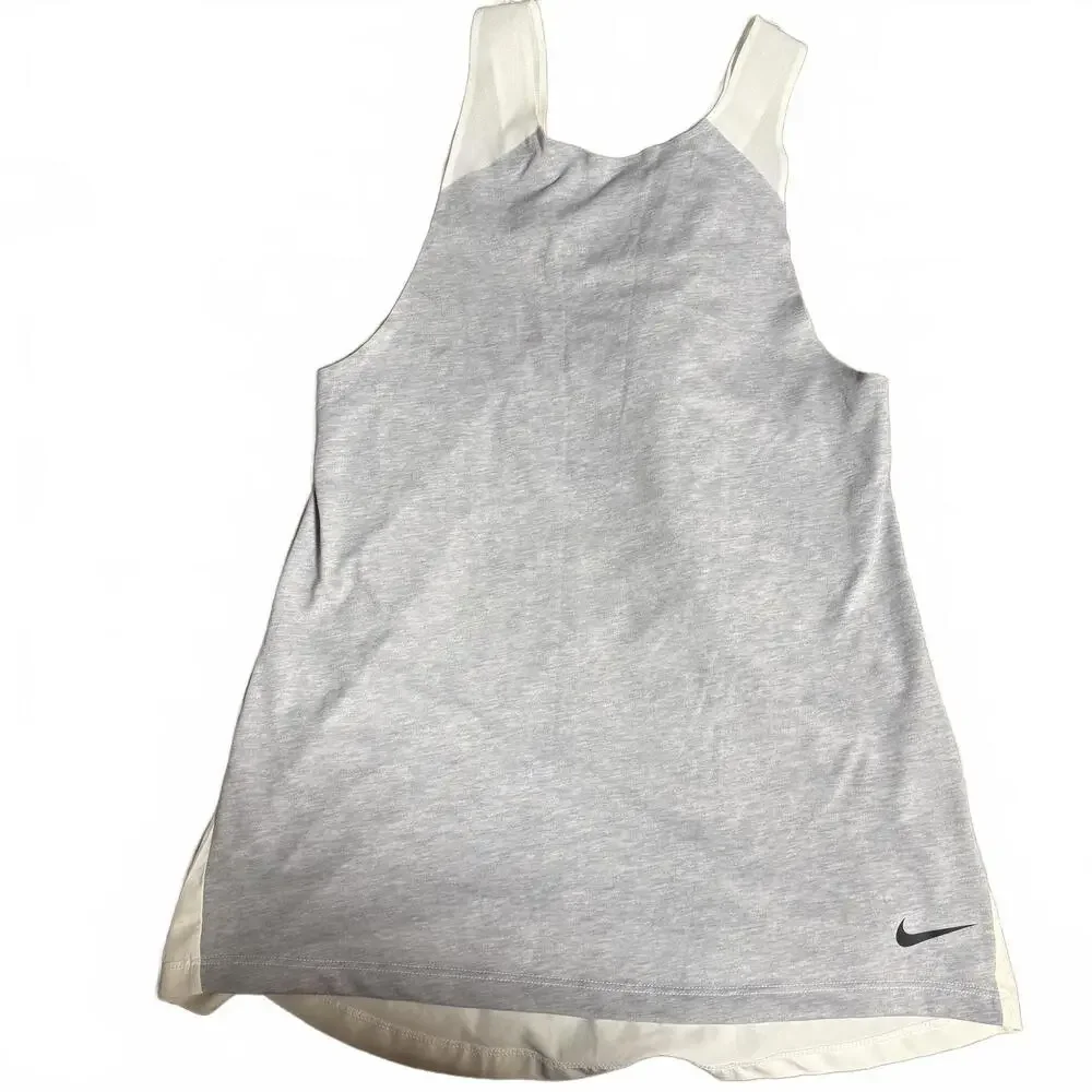 NIKE Dryfit Loose fit White/Grey racer back light weight training top. SZ XS - Picture 1 of 7